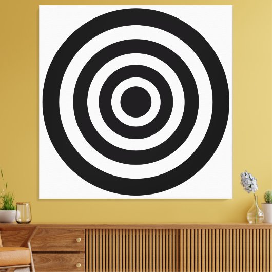 Abstracte kunst met cirkels op zwart-wit canvas (Insitu (Woonkamer))