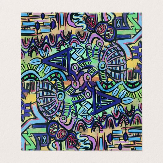 Abstracte kunst met dagtripper-hand visitekaartje (Buitenkant ongevouwen)