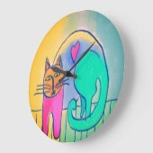 Abstracte kunst met draagbaar kat grote klok (Hoek)