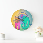 Abstracte kunst met draagbaar kat grote klok (Huis)