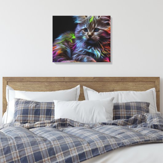 Abstracte Kunst met een Kat Canvas Druk (Insitu (Slaapkamer))