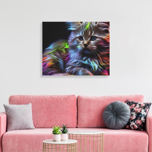 Abstracte Kunst met een Kat Canvas Druk (Insitu (Woonkamer))