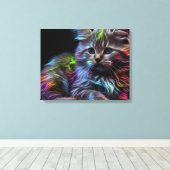 Abstracte Kunst met een Kat Canvas Druk (Insitu (Houten vloer))