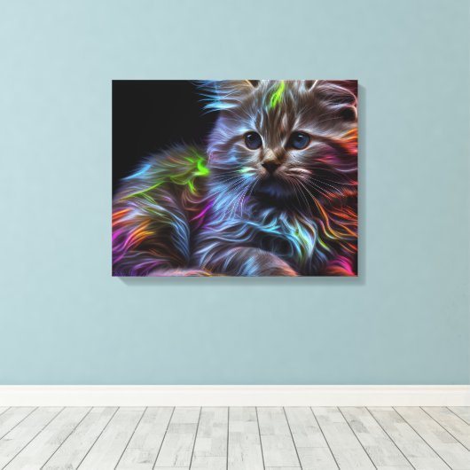 Abstracte Kunst met een Kat Canvas Druk (Insitu (Houten vloer))