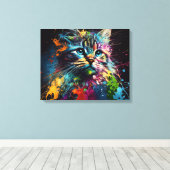 Abstracte Kunst met een Kat Canvas Druk Afdruk (Insitu (Houten vloer))