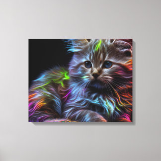 Abstracte Kunst met een Kat Canvas Druk Afdruk