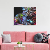 Abstracte Kunst met een Kat Canvas Druk Afdruk (Insitu (Woonkamer))
