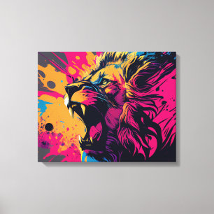 Abstracte Kunst met een Lion Canvas Druk Afdruk