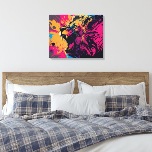 Abstracte Kunst met een Lion Canvas Druk Afdruk (Insitu (Slaapkamer))