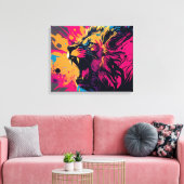 Abstracte Kunst met een Lion Canvas Druk Afdruk (Insitu (Woonkamer))