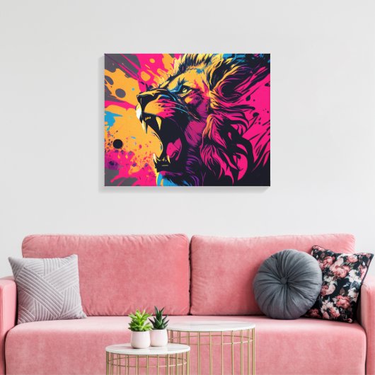 Abstracte Kunst met een Lion Canvas Druk Afdruk (Insitu (Woonkamer))