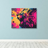 Abstracte Kunst met een Lion Canvas Druk Afdruk (Insitu (Houten vloer))