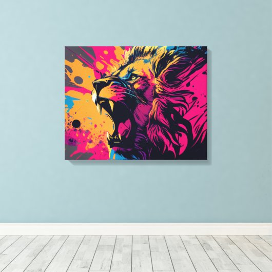 Abstracte Kunst met een Lion Canvas Druk Afdruk (Insitu (Houten vloer))
