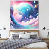 Abstracte kunst met een ruimtethema canvas afdruk (Insitu (Slaapkamer))