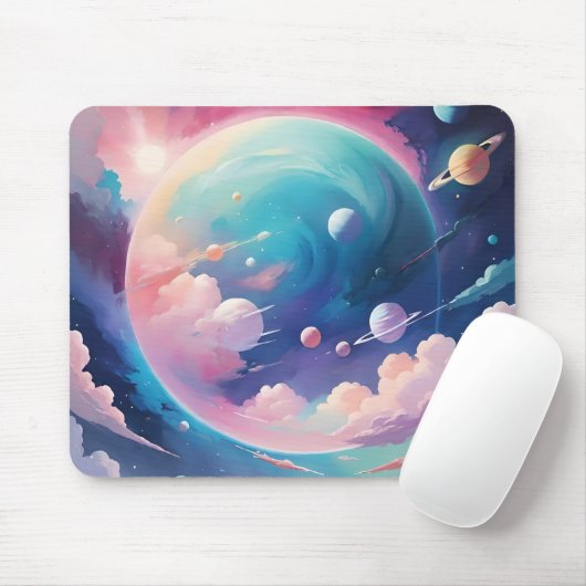 Abstracte kunst met een ruimtethema muismat (Met muis)