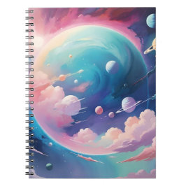 Abstracte kunst met een ruimtethema notitieboek
