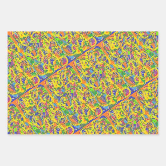 Abstracte kunst met felgele draad inpakpapier vel (Voorkant 3)