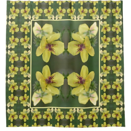 Abstracte kunst met fijne geelbloem douchegordijn (Voorkant)