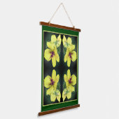 Abstracte kunst met fijne geelbloem hangend wandkleed (Gebogen)