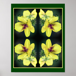 Abstracte kunst met fijne geelbloem poster