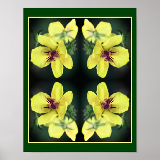 Abstracte kunst met fijne geelbloem poster (Voorkant)