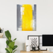 abstracte kunst met grijs en geel poster (Thuiskantoor)