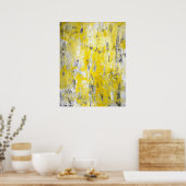 abstracte kunst met grijs en geel poster (Keuken)