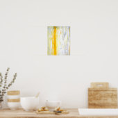 abstracte kunst met grijs en geel poster (Keuken)