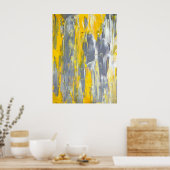 abstracte kunst met grijze en gele smaak poster (Keuken)
