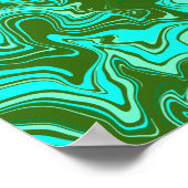 Abstracte kunst met groene en blauwe wervelingen poster (Hoek)