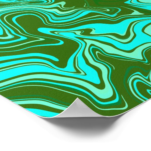 Abstracte kunst met groene en blauwe wervelingen poster (Hoek)