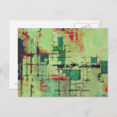 Abstracte kunst met groene latentie briefkaart (Voorkant / Achterkant)