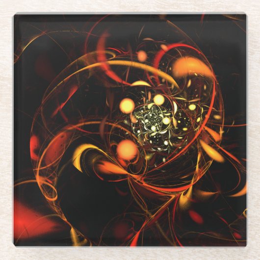 Abstracte kunst met hartslag glazen onderzetter (Voorkant)