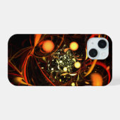 Abstracte kunst met hartslag iPhone 15 case (Achterkant horizontaal)