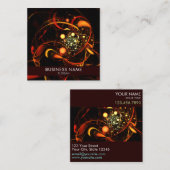 Abstracte kunst met hartslag vierkante visitekaartje (Voorkant / Achterkant)