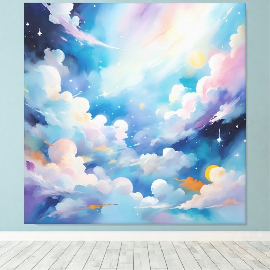Abstracte kunst met hemelthema canvas afdruk (Insitu (Houten vloer))