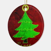 Abstracte kunst met kerstbomen keramisch ornament (Links)