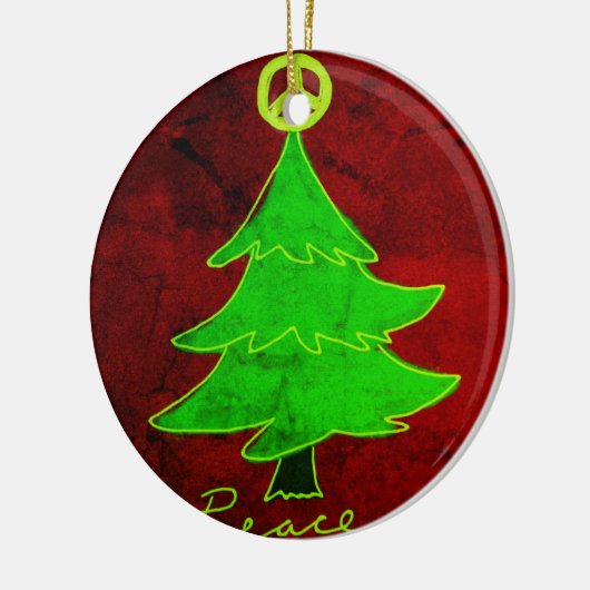 Abstracte kunst met kerstbomen keramisch ornament (Links)