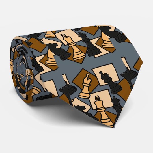 Abstracte kunst met kool schaakspel stropdas (Opgerold)