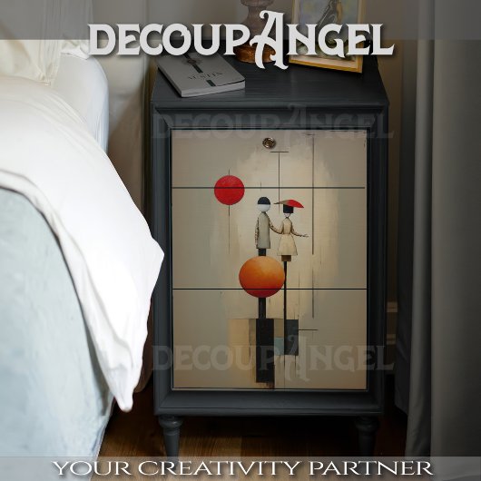 Abstracte kunst met koppel - decoupage - tissuepapier