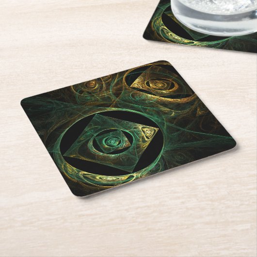 Abstracte kunst met magische trillingen kartonnen onderzetters (Schuin)