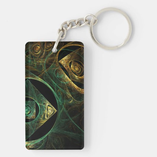 Abstracte kunst met magische trillingen sleutelhanger (achterkant)