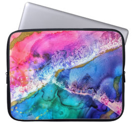 Abstracte kunst met meerdere kleuren en gouden acr laptop sleeve