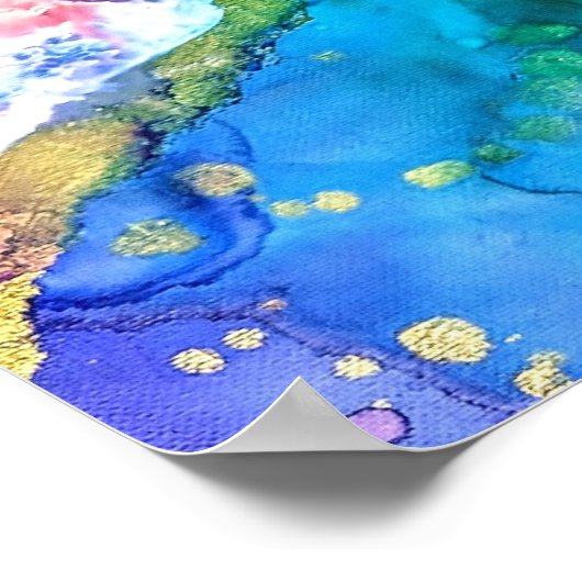 Abstracte kunst met meerdere kleuren en gouden acr poster (Hoek)