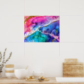 Abstracte kunst met meerdere kleuren en gouden acr poster (Keuken)