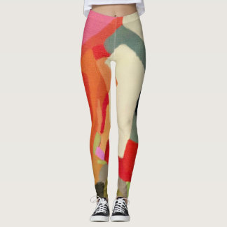 Abstracte kunst met meerkleurige vormgeving leggings
