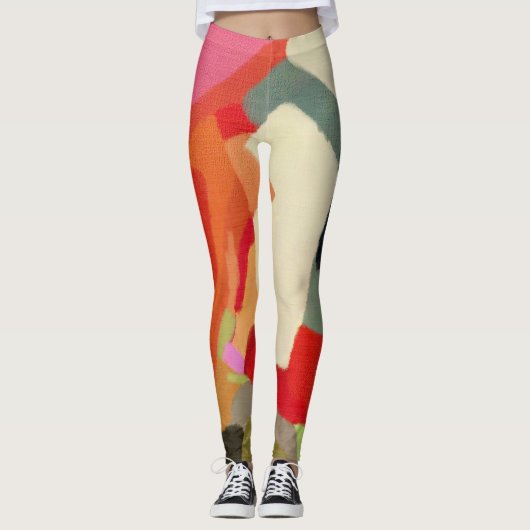 Abstracte kunst met meerkleurige vormgeving leggings (Voorkant)