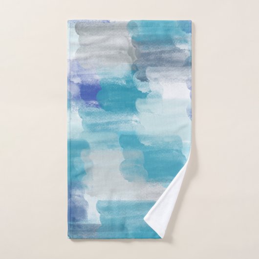 Abstracte kunst met moderne Turquoise en grijze Wa Bad Handdoek (Handdoek)