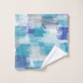Abstracte kunst met moderne Turquoise en grijze Wa Bad Handdoek (Wasdoekje)