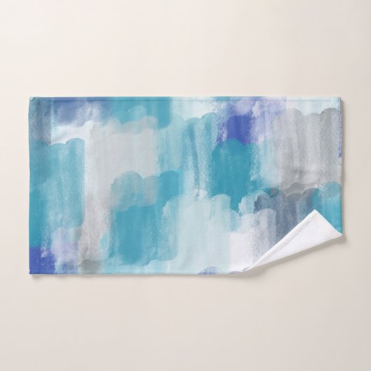 Abstracte kunst met moderne Turquoise en grijze Wa Bad Handdoek (Handdoek)